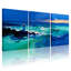 Nautique et plage, océan, vagues, phare, coucher de soleil, ciel, bleu, vert, ensemble de 3 impressions sur toile-115955997