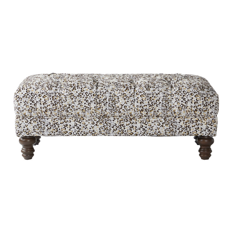 Emmeline Upholstered Ottoman, Dark Coffee Polyester Blend