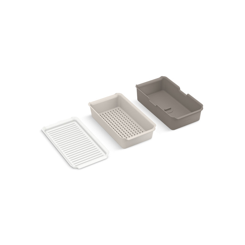 Three-Piece Workstation Sink Accessory Set, Brown