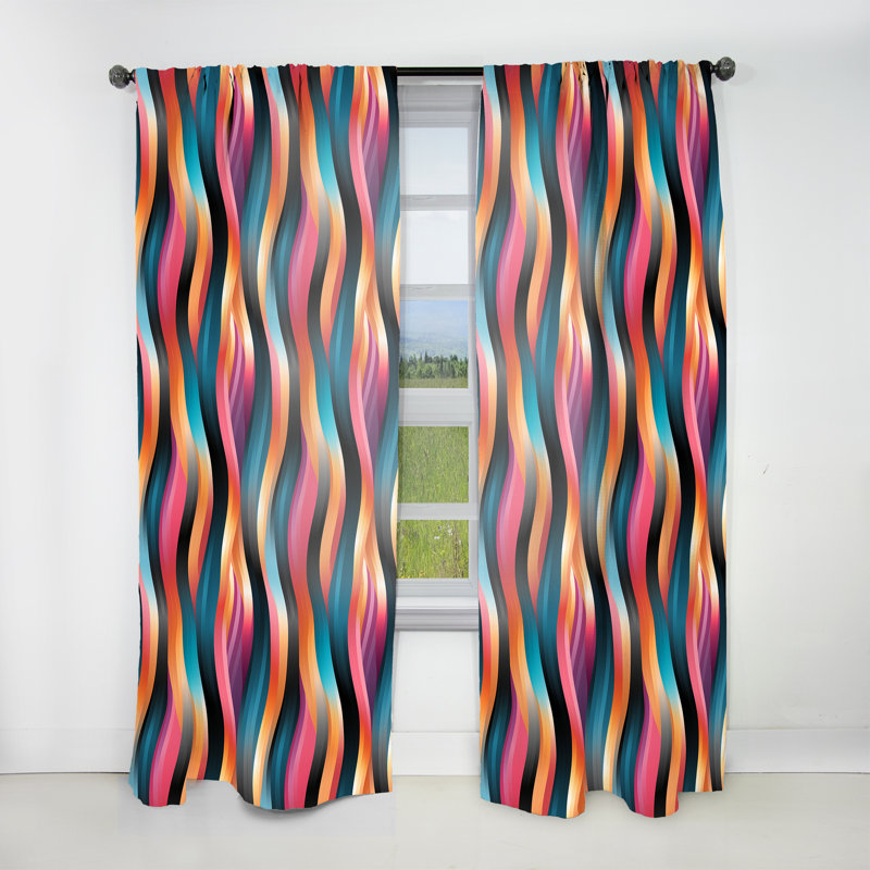 «Colorful Vibrant Waves Mosaic» - Rideau rayé - Rideau rayé obscurcissant - 1 panneau, L 52 po x L 63 po