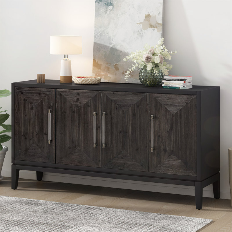 Versatile FourDoor Sideboard with Exquisite Design for All Spaces, Black