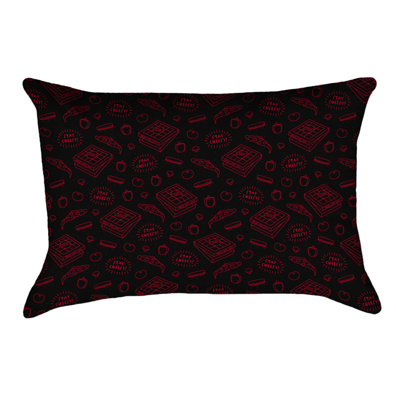 Coussin Katelyn Elizabeth, Simili daim, Noir / rouge