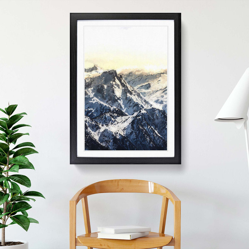 Mountains in France - Picture Frame Graphic Art Print, 65cm H x 48cm W x 2cm D, Black Framed