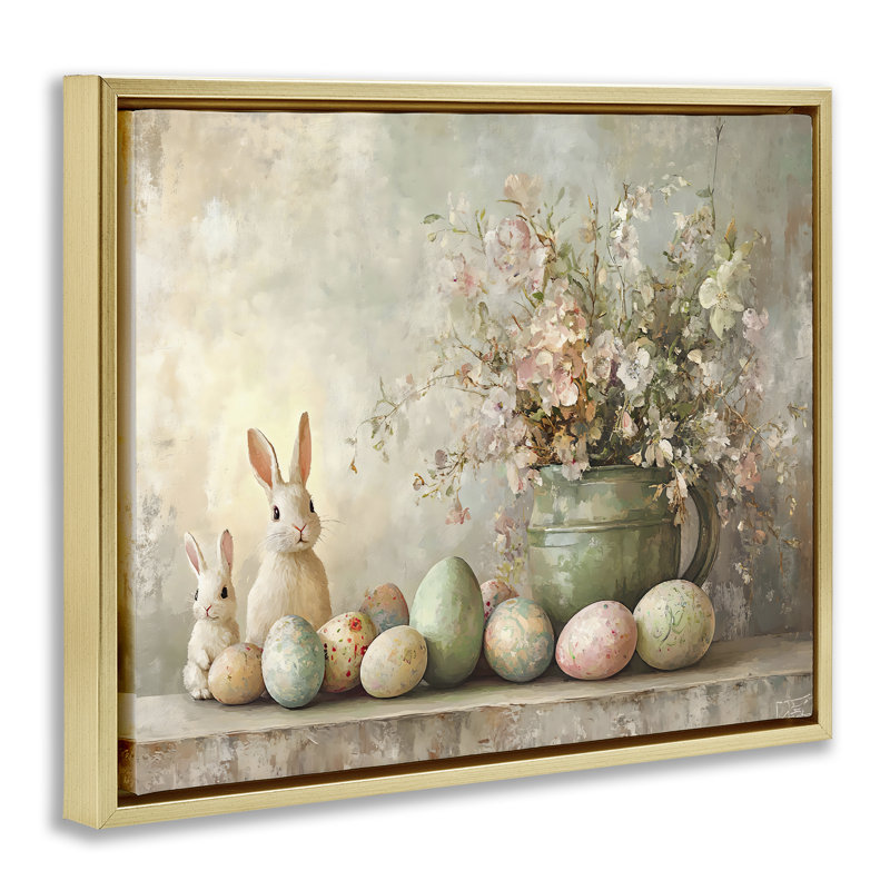Art mural sur toile flottant pastel, nature morte de Pâques, design par Franklyn Gregory, H 17 po x l 21 po