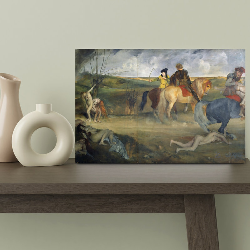 Scene Of War In The Middle Ages, C.1865 Abstract Contemporary Horse Wall Art Print by Edgar Degas - Wrapped Canvas Print
