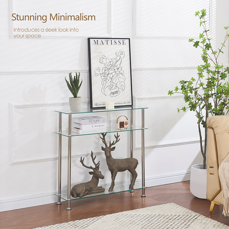 Demya 75cm Glass Top Console Table