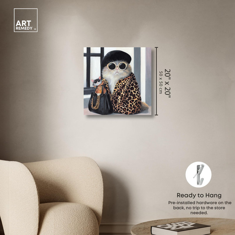«Cat Couture Canvas» par Art Remedy, Toile tendue, H 20 po x l 20 po x P 1,5 po