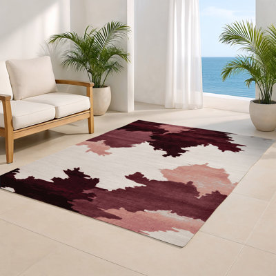 Watercolor Red Indoor and Outdoor Area Rug