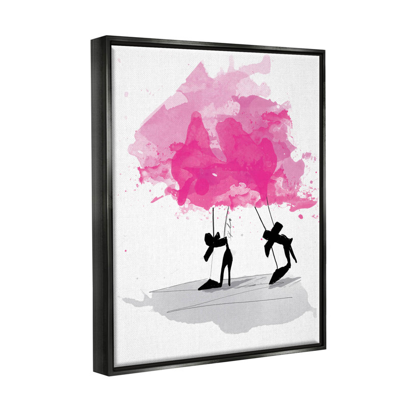 Abstrait rose à talons hauts, art giclée par Alison Petrie, Cadre flottant noir de jais, H 21 po x l 17 po x P 1,7 po