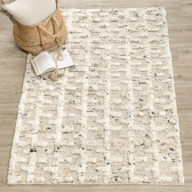 Kapala Geometric Shapes Area Rug in Ivory, Rectangle 5' x 8'