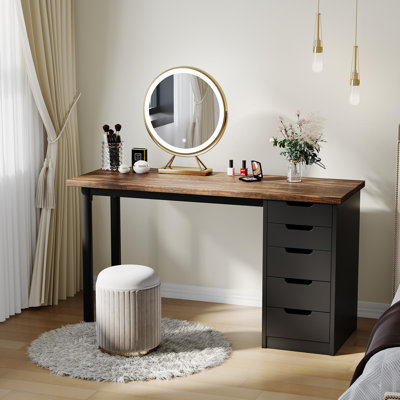 47" Computer Desk with 5 Drawers, Modern Writing Table with Storage & Sturdy