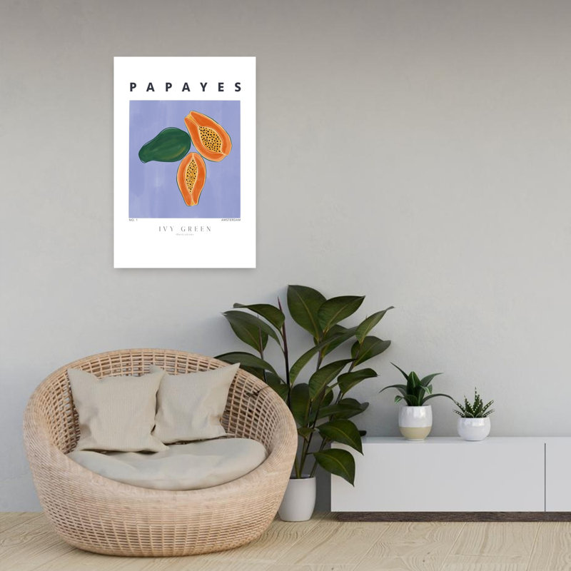 Art mural tropical, papayes tropicales, H 24 po x l 16 po