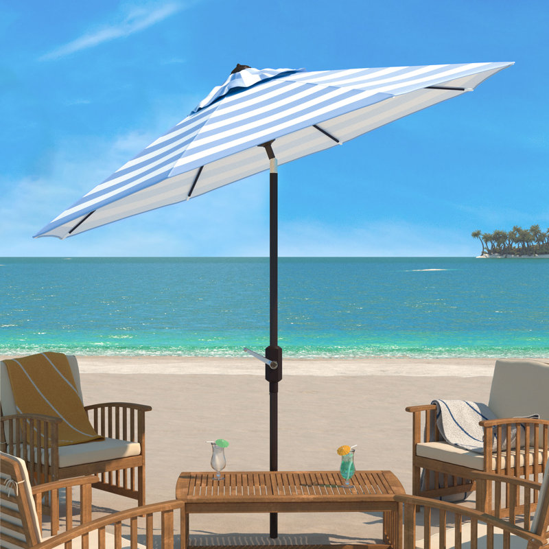 Horsley Market Umbrella, Brown, Baby Blue/White