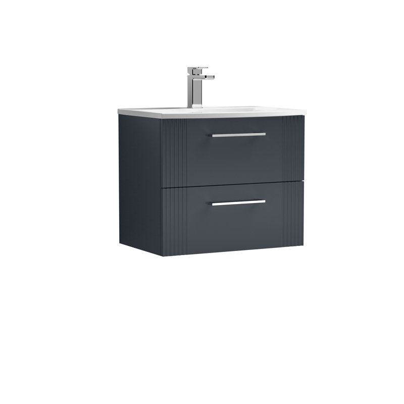 Deco 610mm Single Bathroom Vanity with Integrated Vitreous China Basin, Satin Anthracite