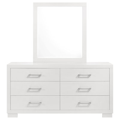 Teree 6-drawer Dresser with Mirror Snow White