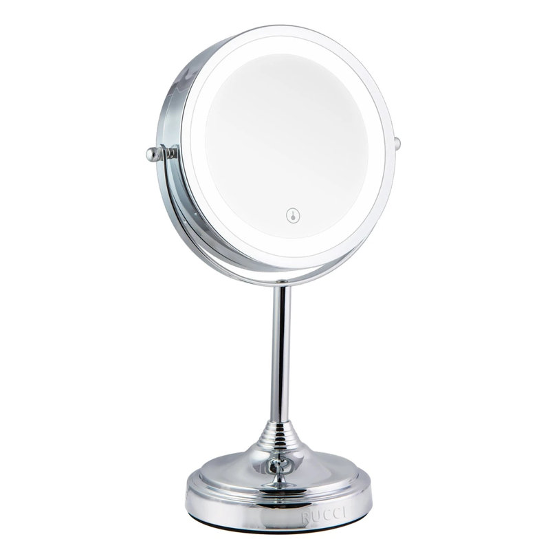 Miroir de maquillage / rasage lumineux, Chrome poli