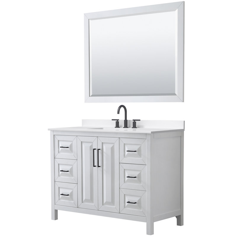 Daria 48'' W Vanity, Matte Black, White, Giotto Quartz