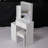 29.2" Small Space Left Bedside Cabinet Vanity Table + Cushioned Stool-941295022