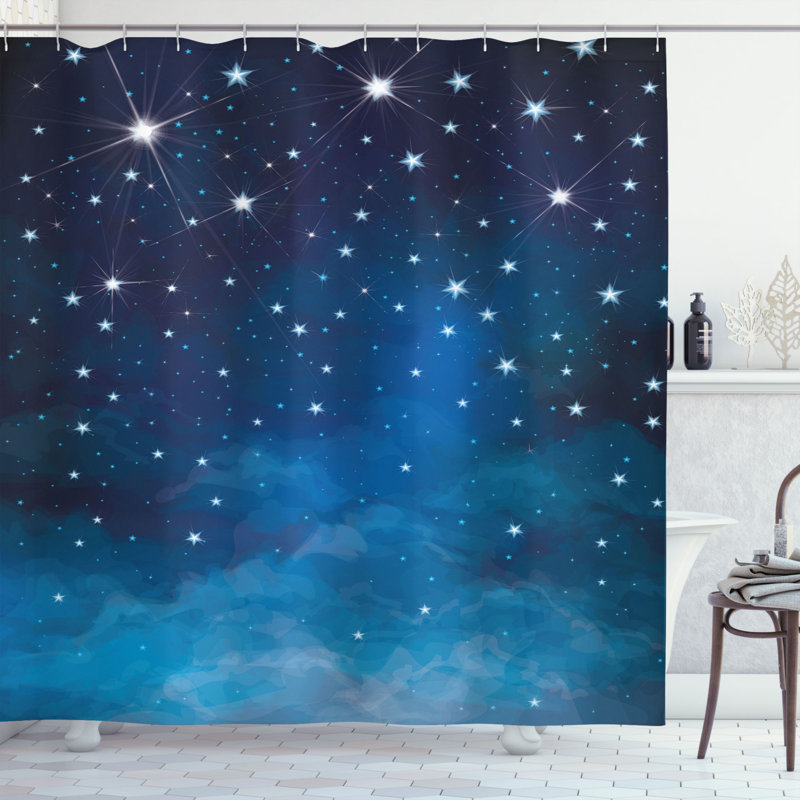 Ensemble de rideau de douche et de crochets night, H 75 po x l 69 po