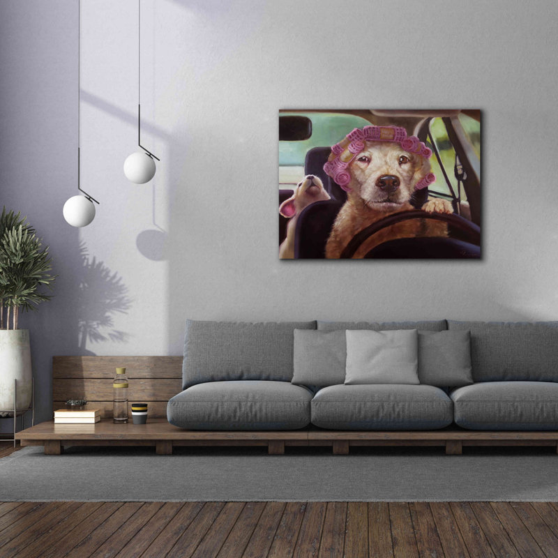 «Mommy Chauffeur» par Lucia Heffernan, reproduction sur toile tendue, H 40 po x l 54 po x P 1,5 po