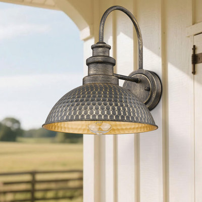 Luminaire de grange d'extérieur, applique murale rétro de style campagnard extérieur de 11,4 po, appliques murales industrielles extérieures antirouille et imperméables pour la cour du garage de la véranda (bronze rétro, paquet de 1)