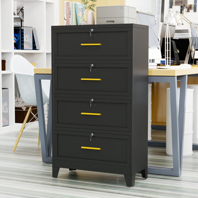 4 Drawer Metal Lateral Office File Storage Cabinet with Lock