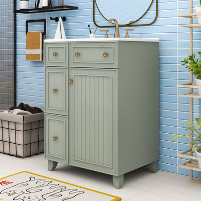 Masten Modern Wooden Freestanding Single Bathroom Vanity with Ceramic Sink and Ample Storage