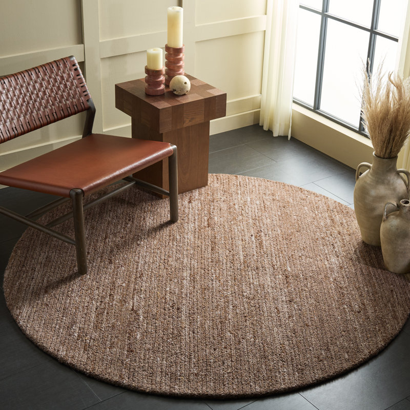 Earthly Hand Tufted Wool Solid Color Indoor Rug, Round 6'