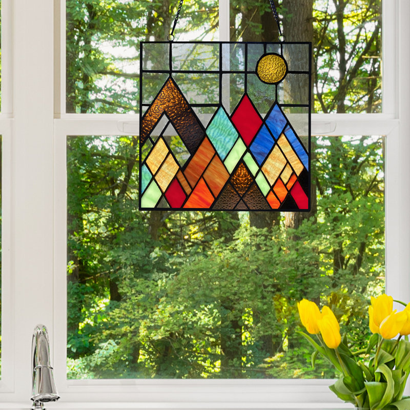 Zayne 10"H Beyond the Mountain Tops Multicoloured Window Panel