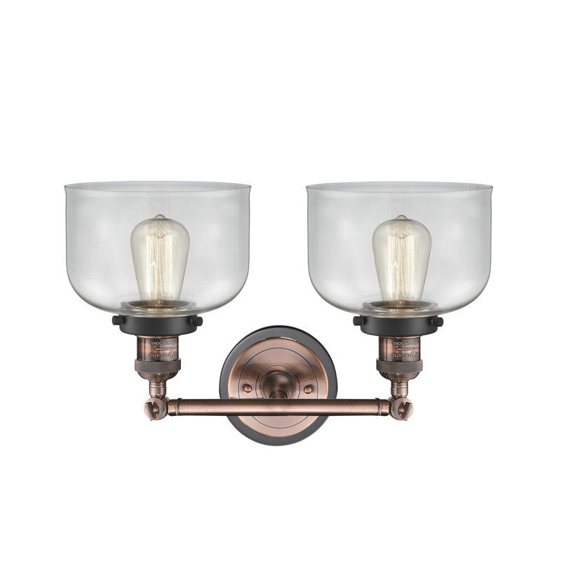 Éclairage de meuble-lavabo en cuivre antique 2 lumières Anglo, Transparent