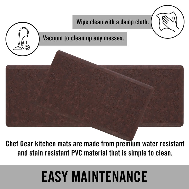 Marni Red Embossed Anti-Fatigue Kitchen Mat Set