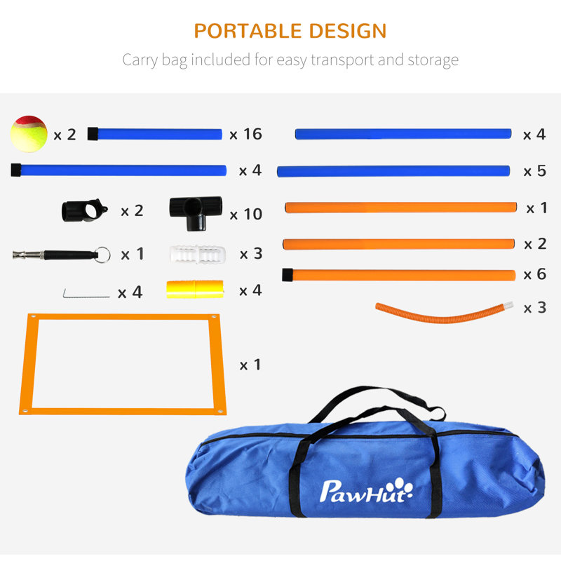 PawHut 4-Piece Orange Dog Agility Training Set