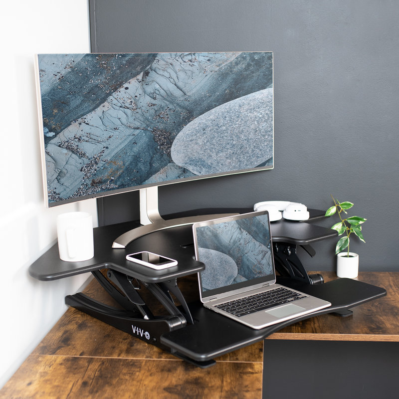 43" Black Steel Adjustable Standing Desk Converter