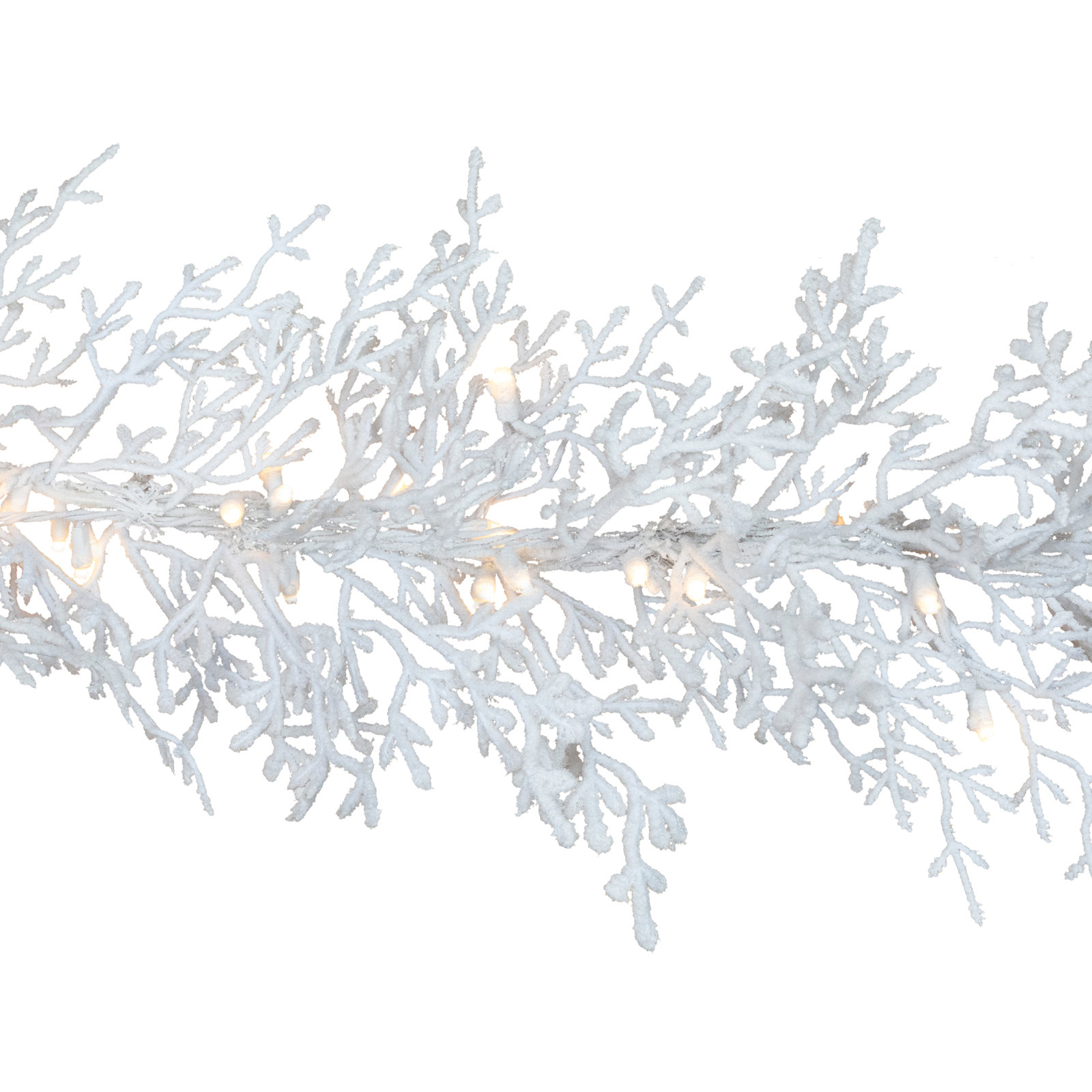 Pre-Lit Flocked Twig Artificial Christmas Garland - 9' X 14" - LED Warm White Lights