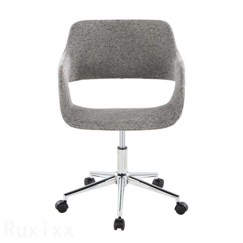 Chrome Metal & Gray Fabric Contemporary Task Office Chair, Gray, Chrome