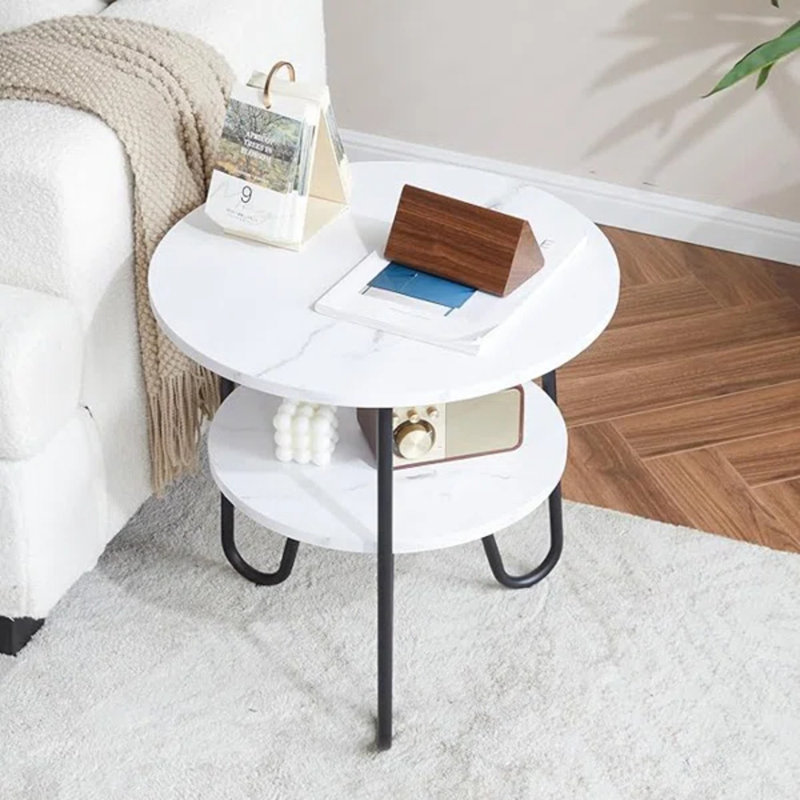 Corene Side Table with Storage, White