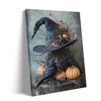 Art mural fantôme fantaisiste d'Halloween, peinture de paysage d'automne rétro pour le salon, la chambre à coucher et la décoration saisonnière