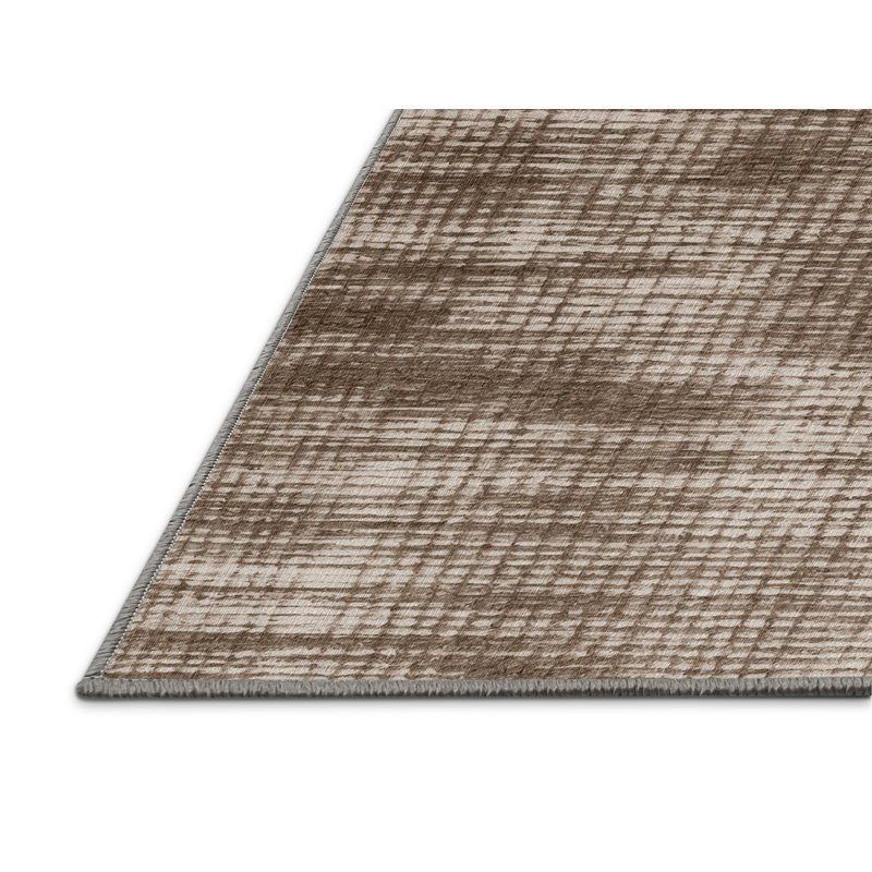 Tapis abstrait gris lavable à la machine, Rond 6 pi