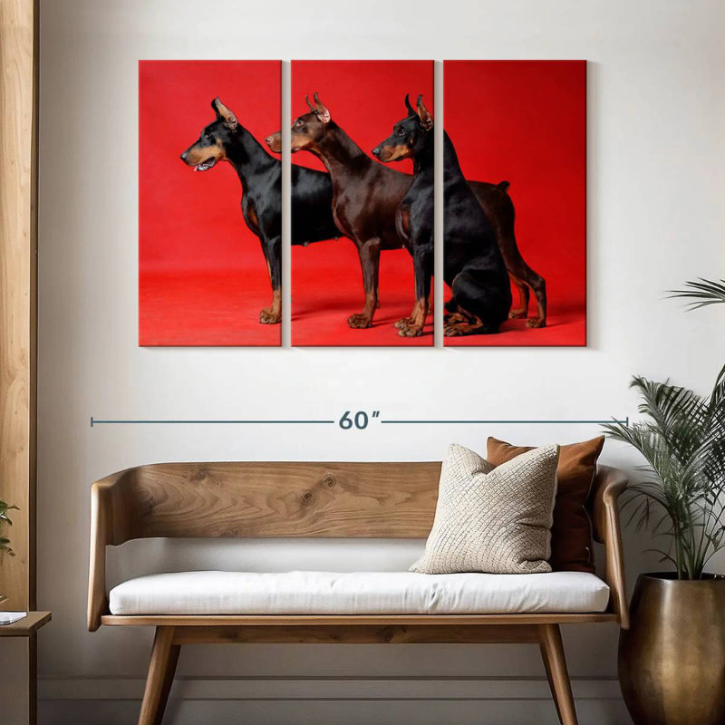 Brampt Doberman Trio, 32" H x 50" W