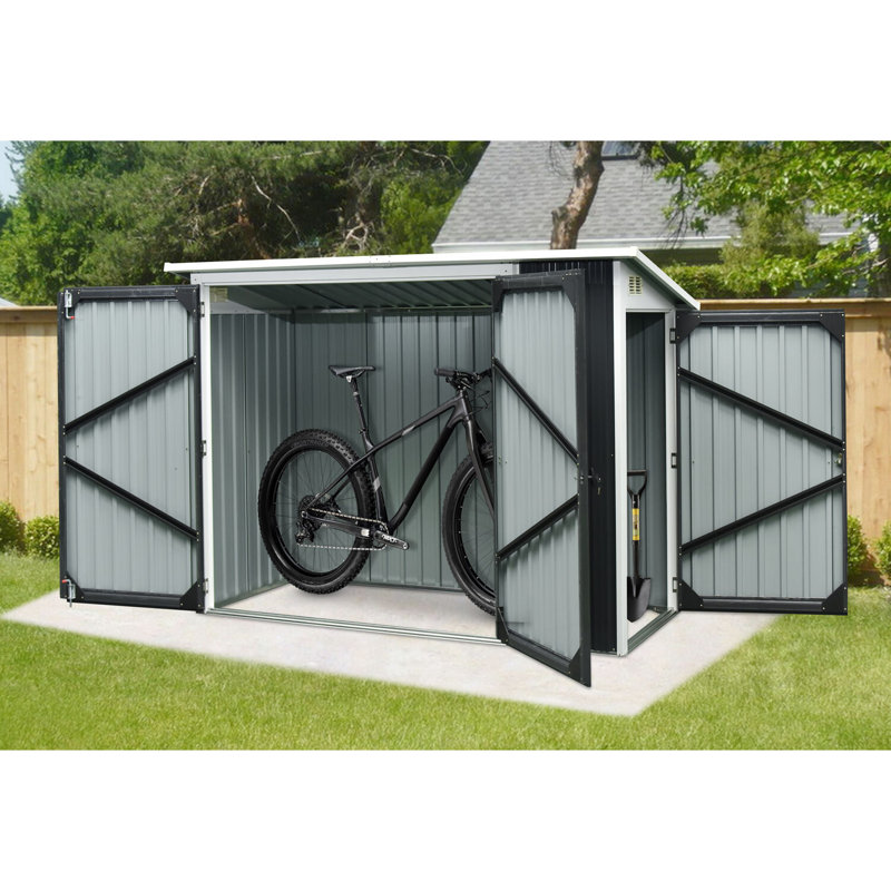 Dark Gray Galvanized Steel 6' x 8' Outdoor Storage Shed