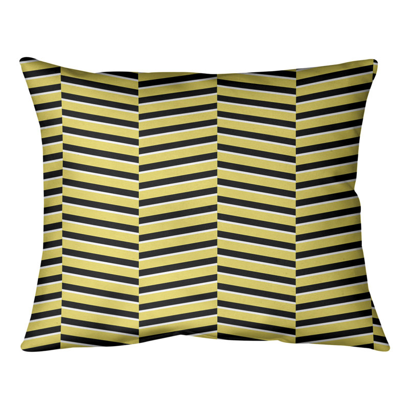 Coussin lombaire à rayures fracturées, H 10 po x l 14 po, Jaune, Duvet / Plumes