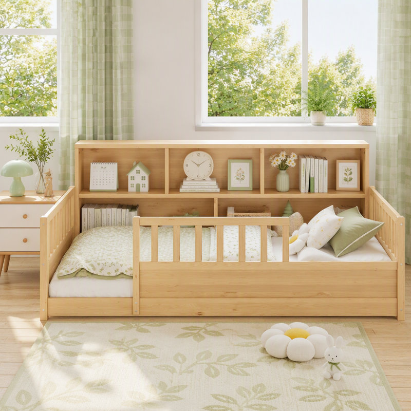 Lit de jour en bois, Naturel, Lit simple