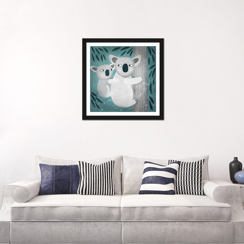 Reproduction d’art « Koala » par Nic squirrell, H 24 po x l 24 po x p 1 po, Papier encadré noir, Blanc