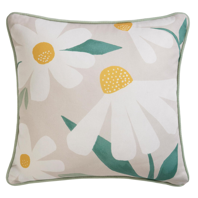 Daisy Floral Natural Square Cushion