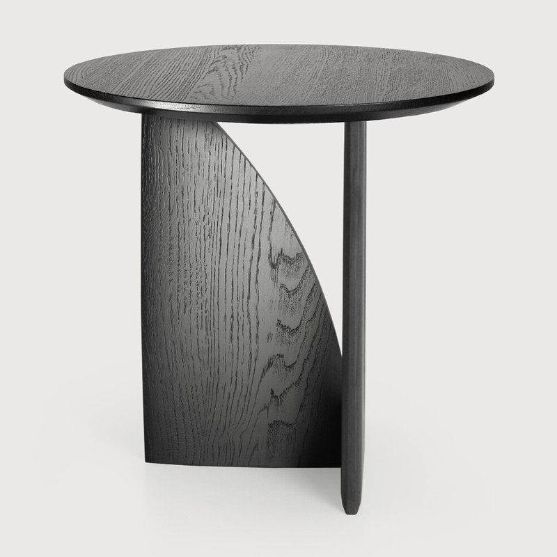 Geometric Solid Wood End Table, Black