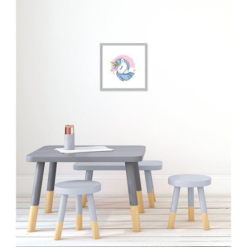 Impression sur papier Sparkly Unicorn, H 16 po x l 16 po x P 1,18 po, Encadré de boîte argent