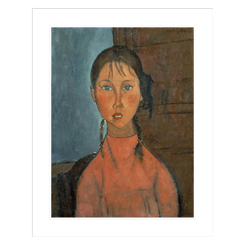 «Girl with Piguits» par Amedeo Modigliani - Impression giclée encadrée, H 29,22 po x l 23,5 po