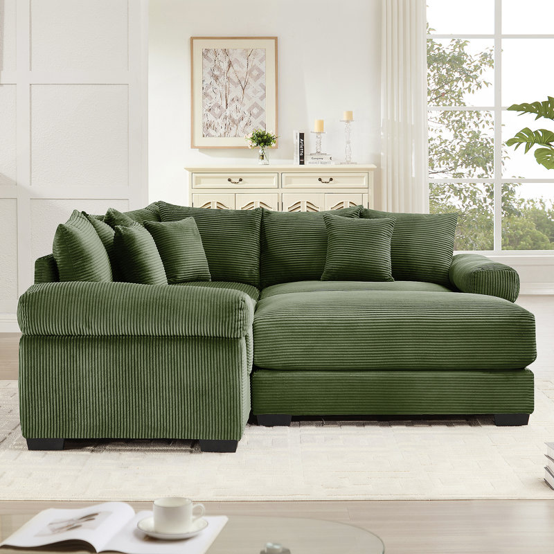 Canapé modulaire surdimensionné avec accoudoirs très épais, tissu velours côtelé et conception ergonomique pour un confort ultime