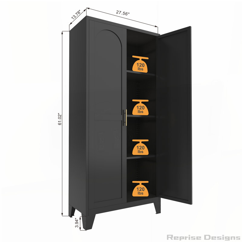  Armoire 2 portes avec serrure, Noir, H 61,02 po x l 27,56 po x P 13,78 po