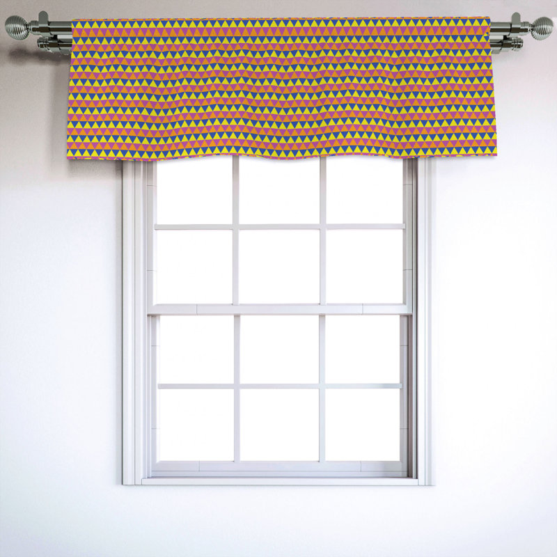 Sateen Geometric Ruffled Window Valance